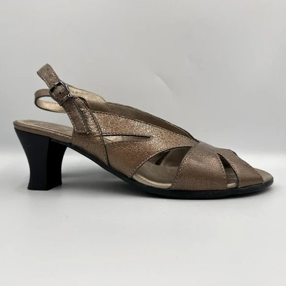 Arche France Leather Comfort Heels Slingback EU 41 US 10 Bronze Brown - Picture 2 of 8